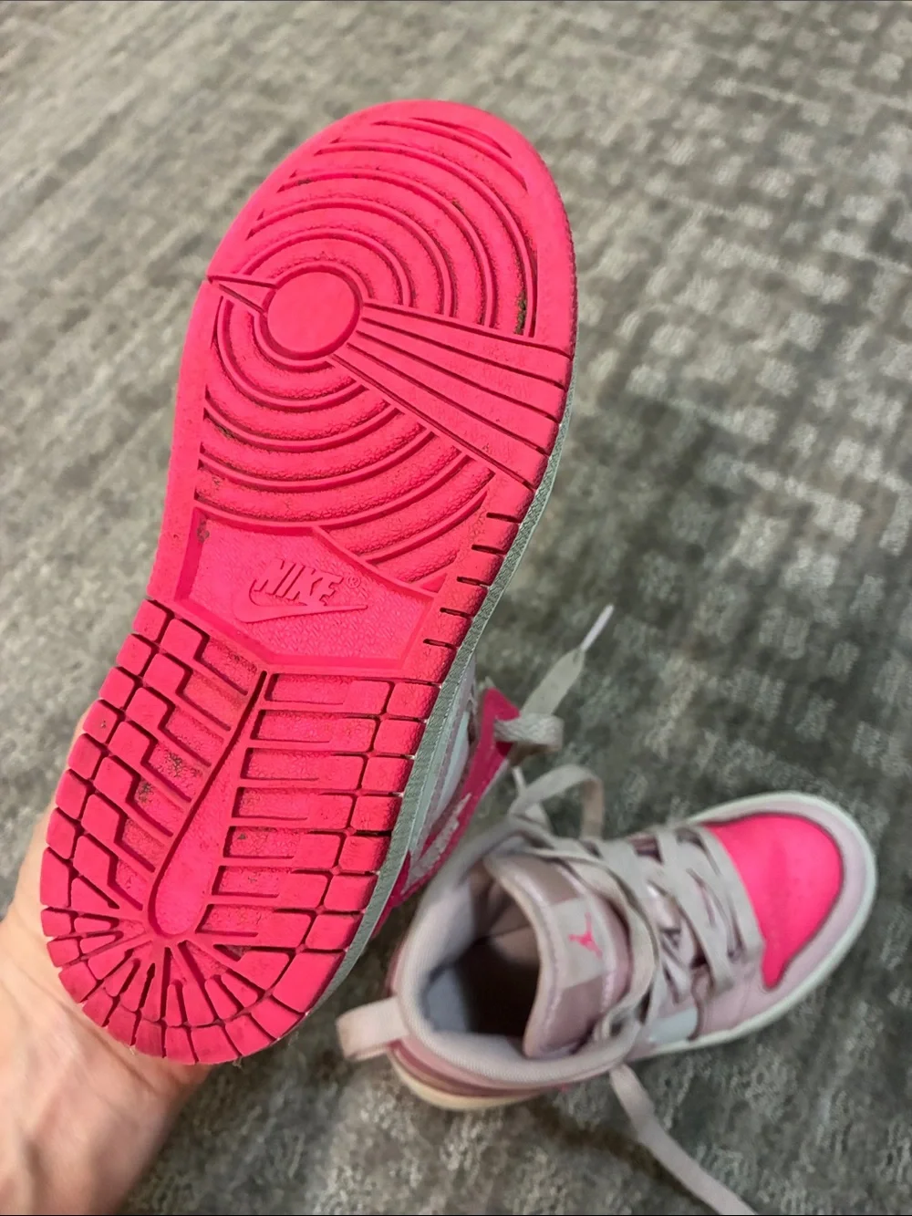 Nike Air Jordan’s Kids' Pink and Hot Pink High-Top Sneakers